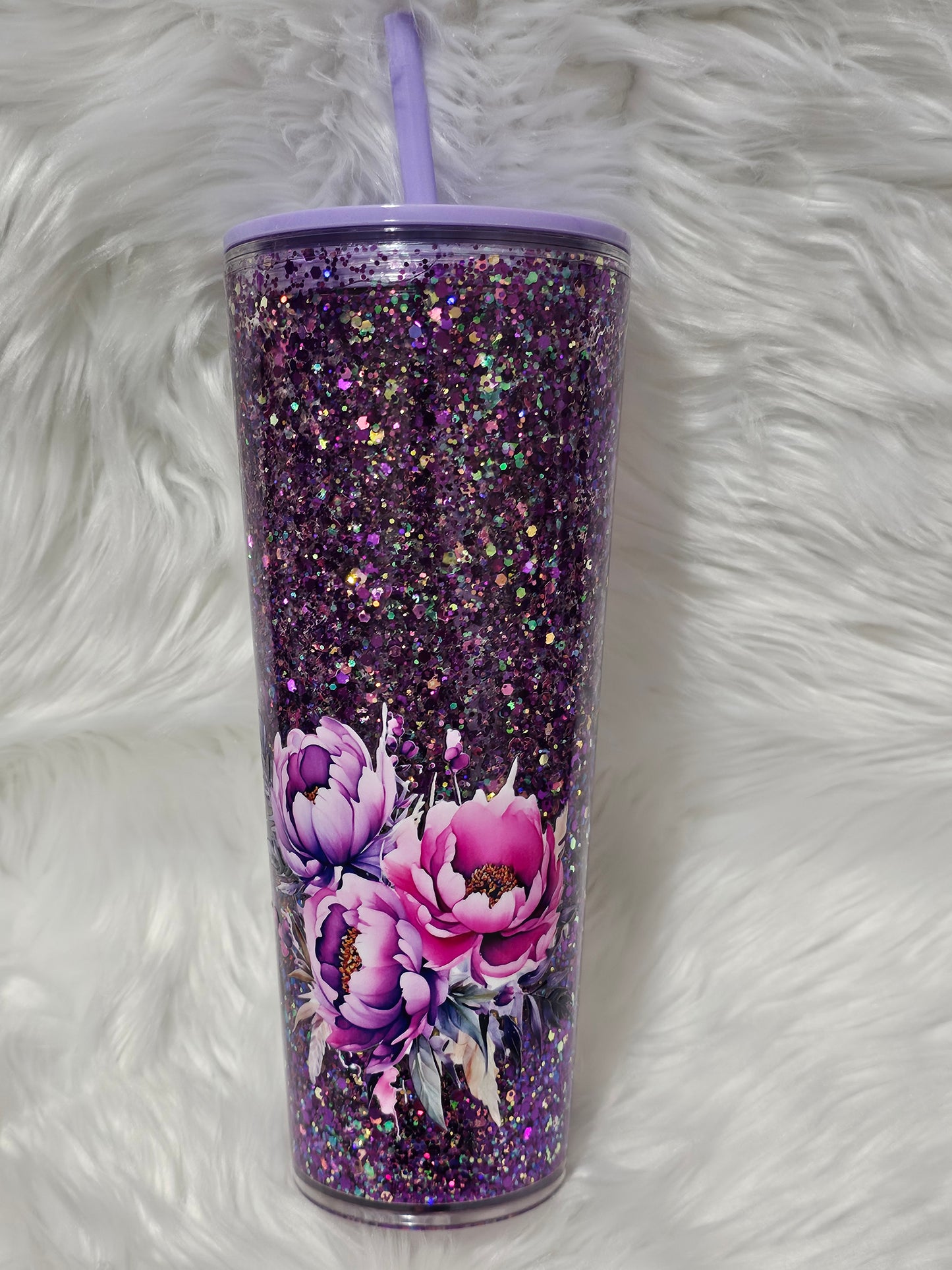 RTS 24 oz. Snow Globes {Purple/Pink Flowers}