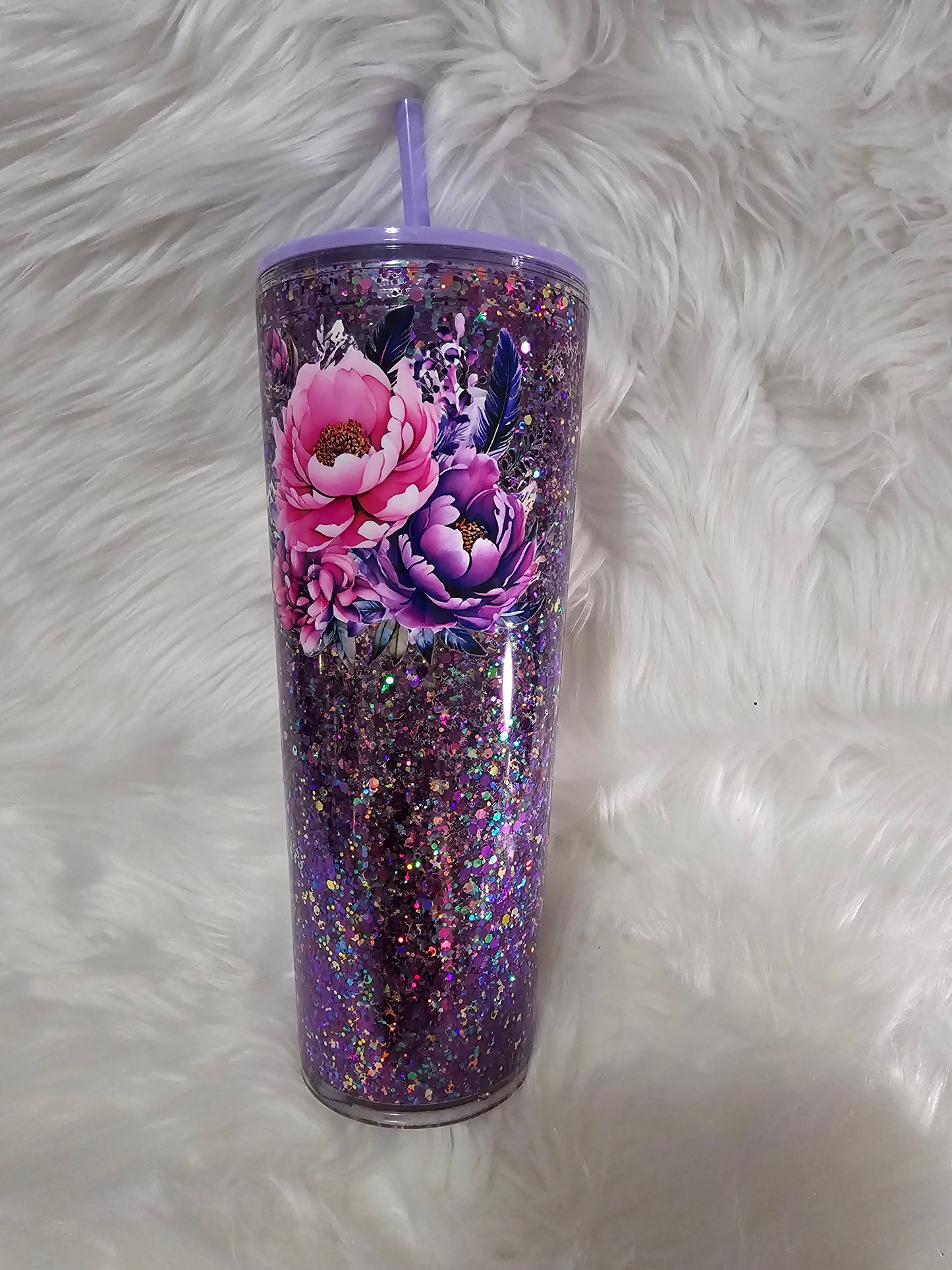 RTS 24 oz. Snow Globes {Purple/Pink Flowers}