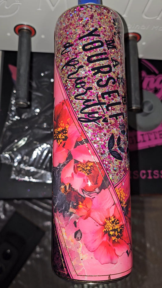 RTS {Pink Flower Multi-Media} 32oz Tipsy Tumbler