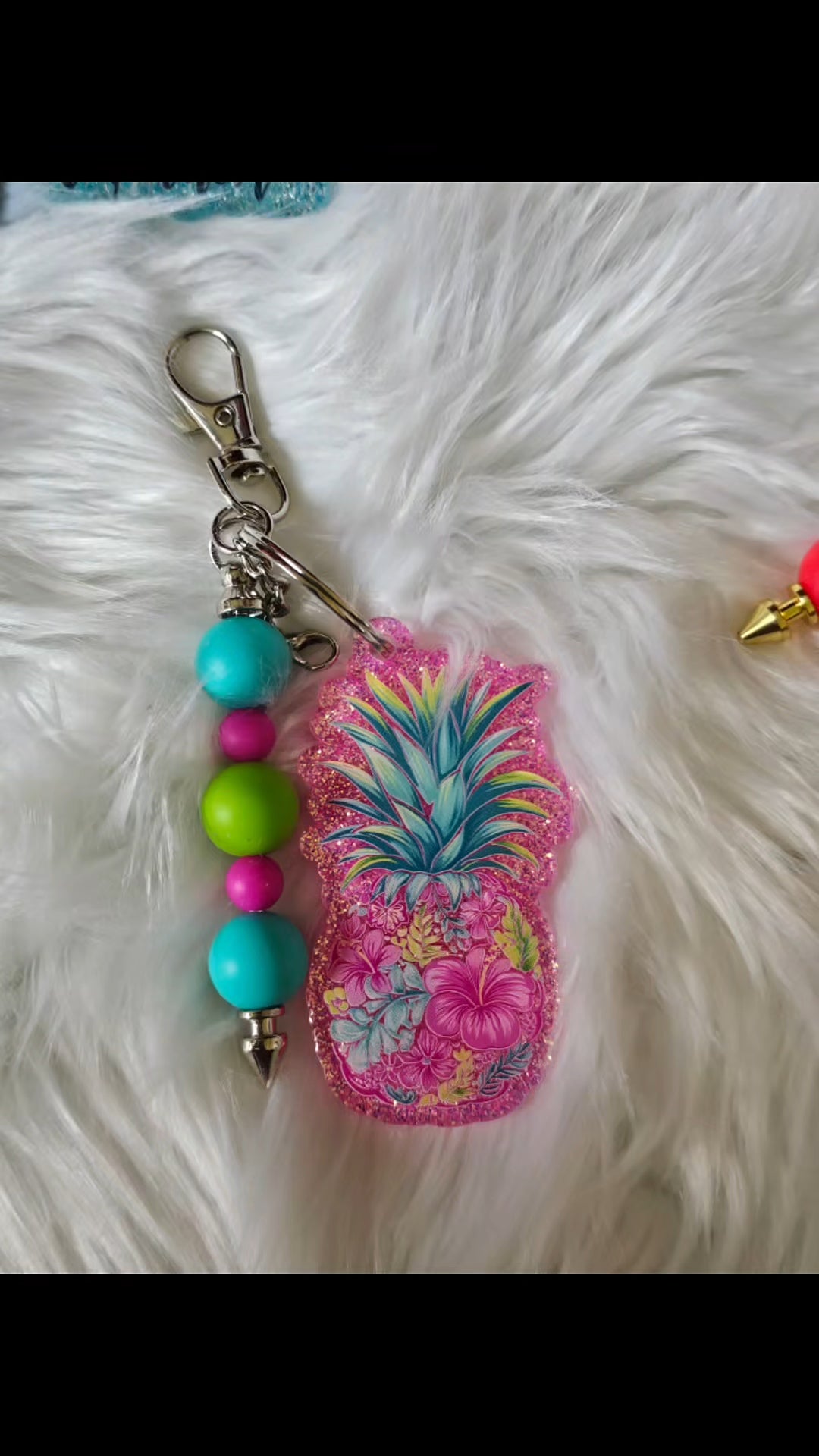 Pink Pineapple Keychain